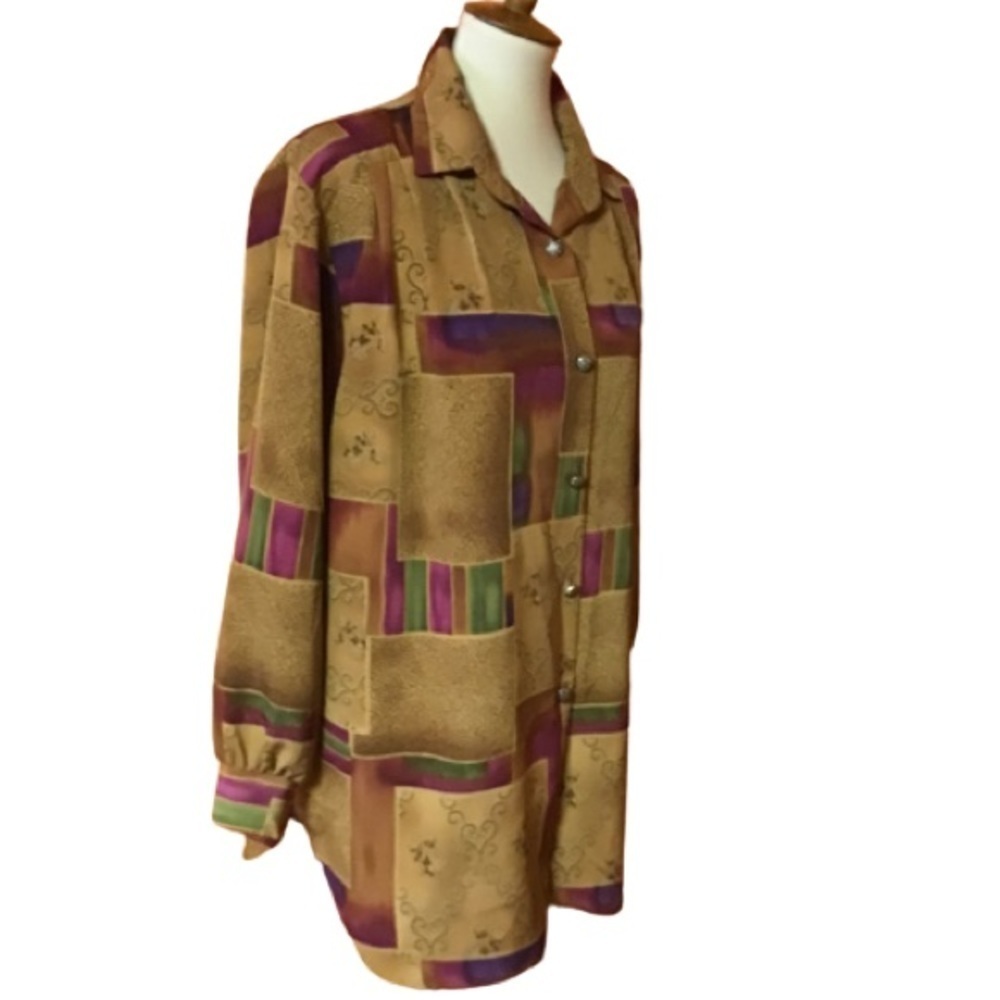 Vintage 90s bright patchwork print shirt